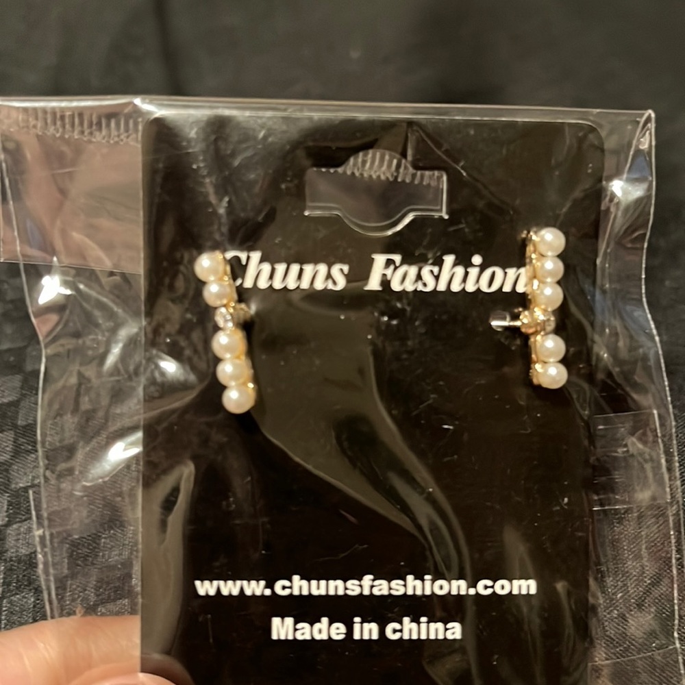 Pearl and rhinestone earrings